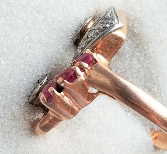 Retro Estate Diamond and Ruby Ring Size 6 - image 4