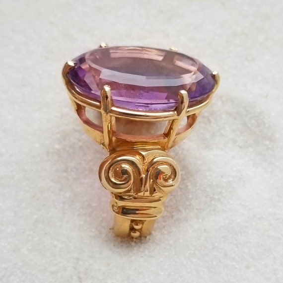 Ornate Amethyst Size 8 14K Gold Estate Ring - image 3