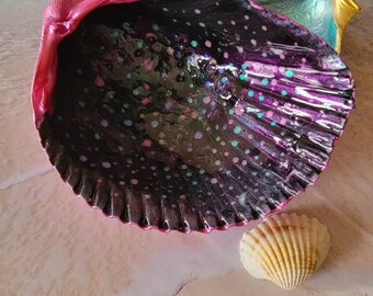 Jewelry Dish Trinket Bowls Seashell Art Hand Painted From Estate Vintage Seashells Set