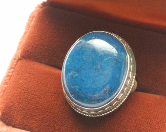 Lapis Lazuli Sterling Silver Ring Size 6 3/4