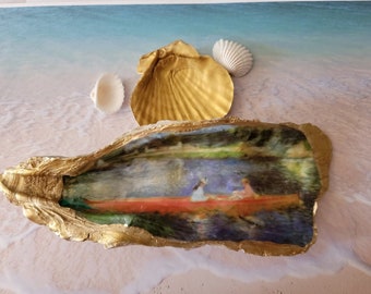 Monet Seashell Decoupage and Painted Set of 2