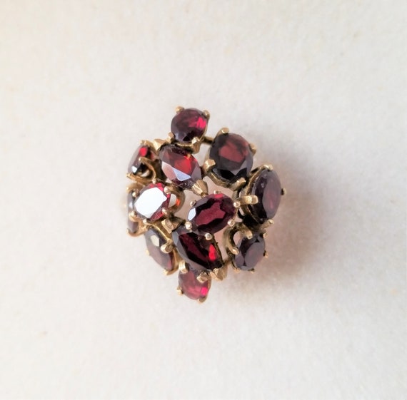 Bohemian Garnet Vintage Estate Cocktail Ring Size… - image 2