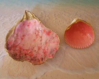 Decoupaged Oyster Shell Set of Two