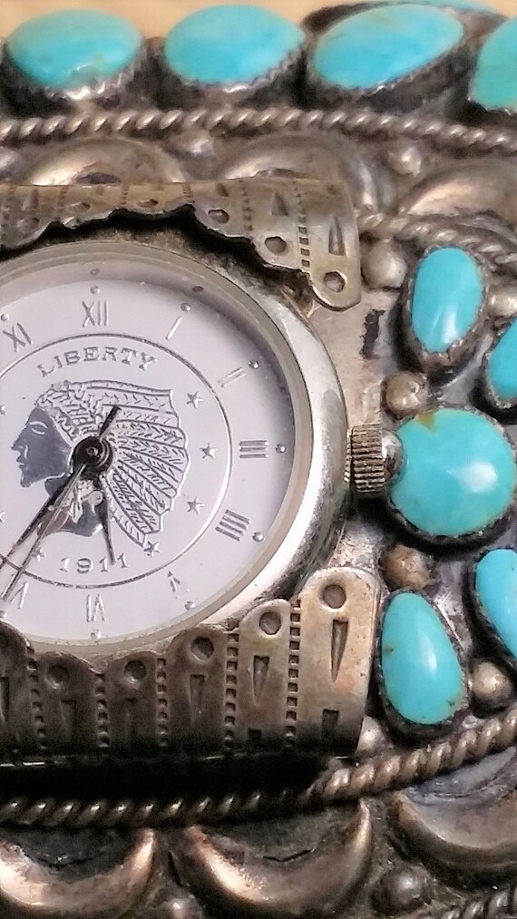 Large Turquoise Watch Cuff - image 6