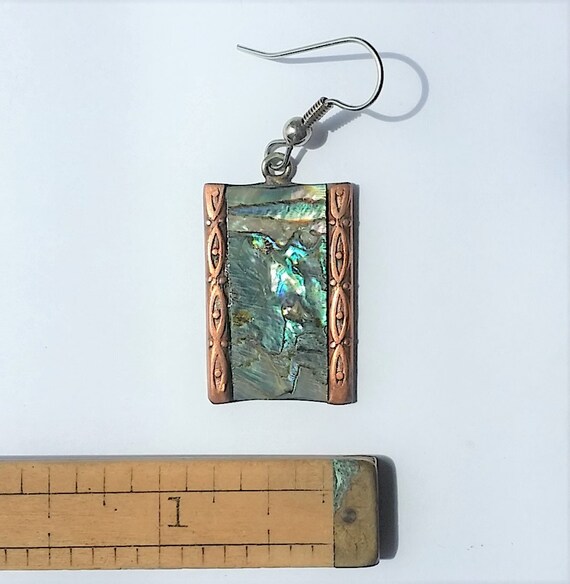 Abalone Sterling and Copper Earrings - image 5