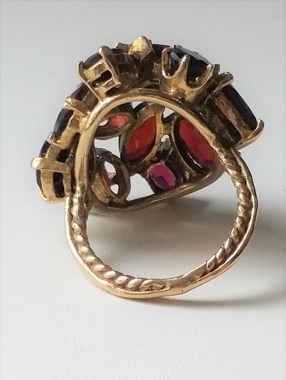 Bohemian Garnet Vintage Estate Cocktail Ring Size… - image 5