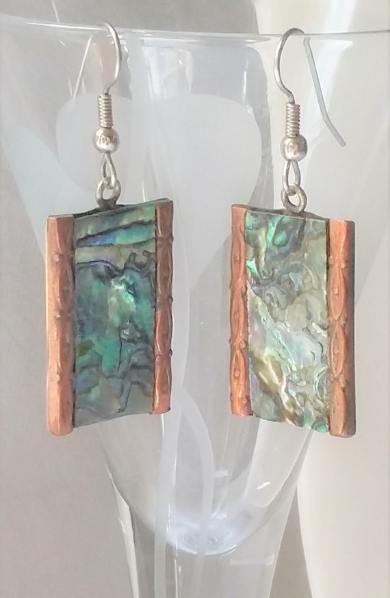 Abalone Sterling and Copper Earrings