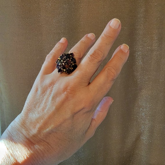 Bohemian Garnet Vintage Estate Cocktail Ring Size… - image 6