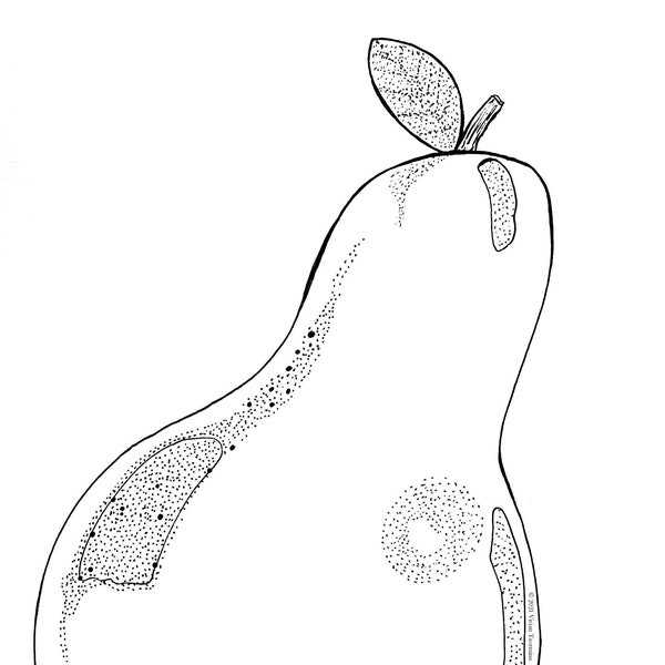 PEAR abstract pen ink line art, transparent digital download, freehand illustration, printable fruit