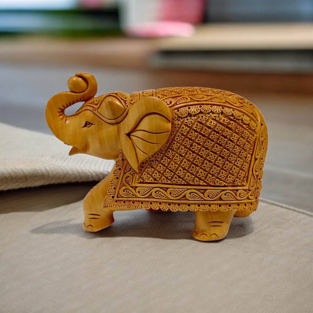 Hand Carved Kadama Wood Elephant Statue | Indian Wedding Decor - Etsy