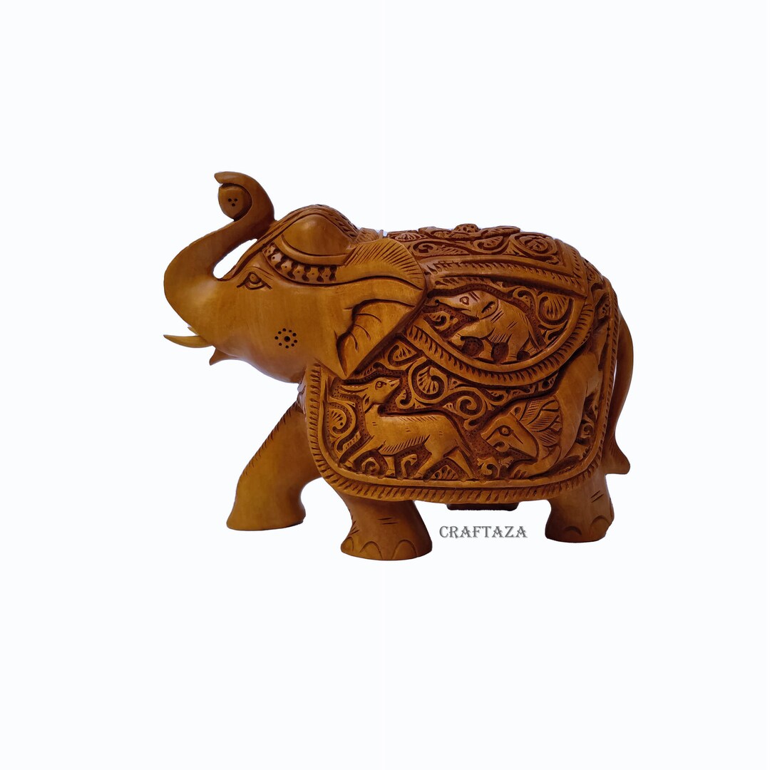Wooden Elephant Statue Wood Elephant Home Décor Lucky Elephant Gifts