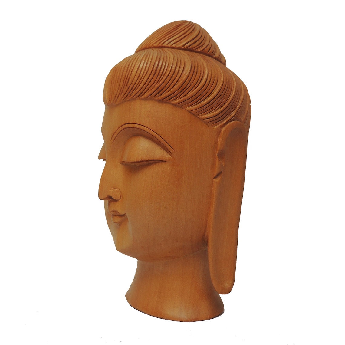 Wooden Lord Buddha Head Buddha Statuette Meditation Buddha Etsy