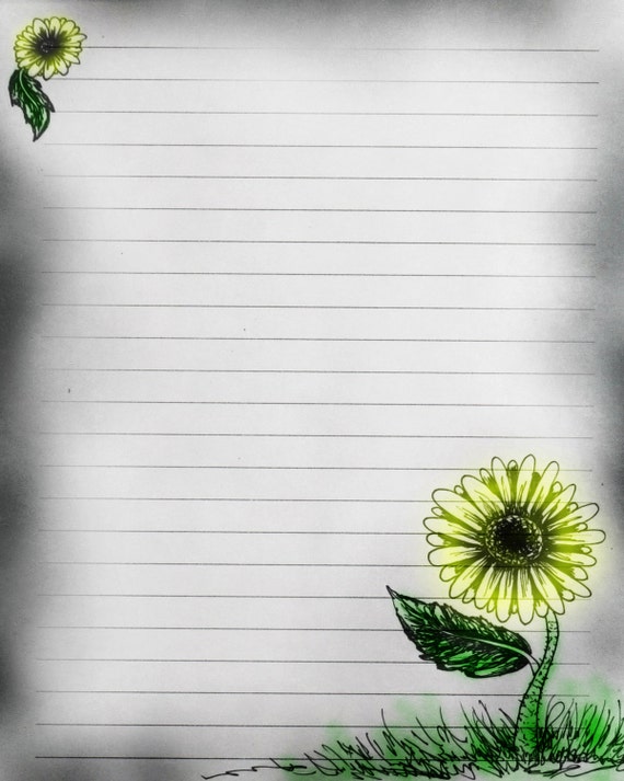 Page De Journal Imprimable Crayon Dessin à Lencre De Marguerites écriture Numérique Papier Papier à Lettres Imprimable Papier De Scrapbooking
