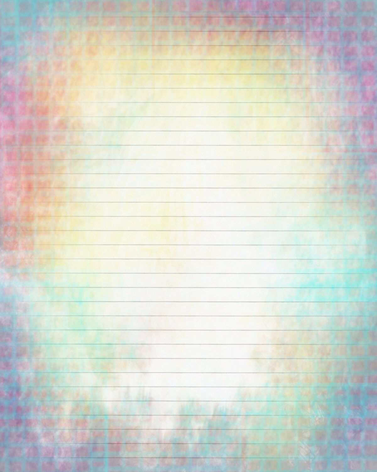 Printable Journal Page, Boho Rainbow Lined Stationery, 8 X 10 JPG