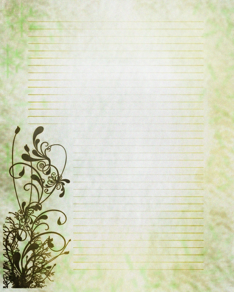 Printable Journal Page Green Digital Stationery 8 x 10 JPG Etsy