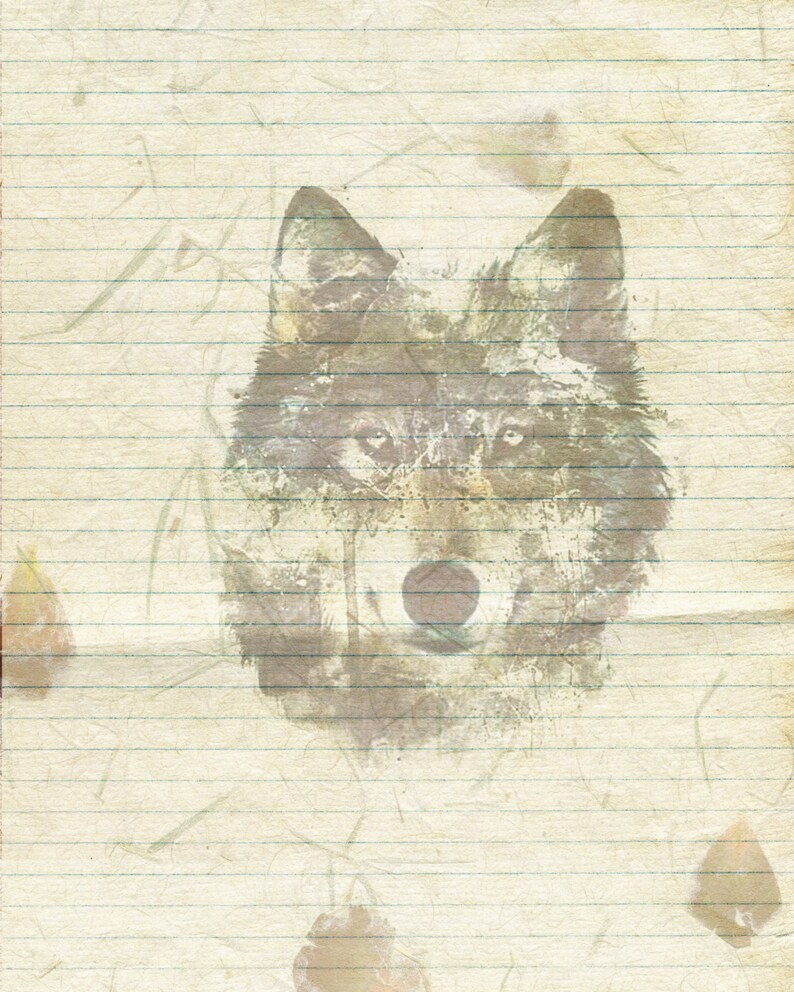 Printable Wolf Journal Page Howling Wolf Stationery Lined - Etsy