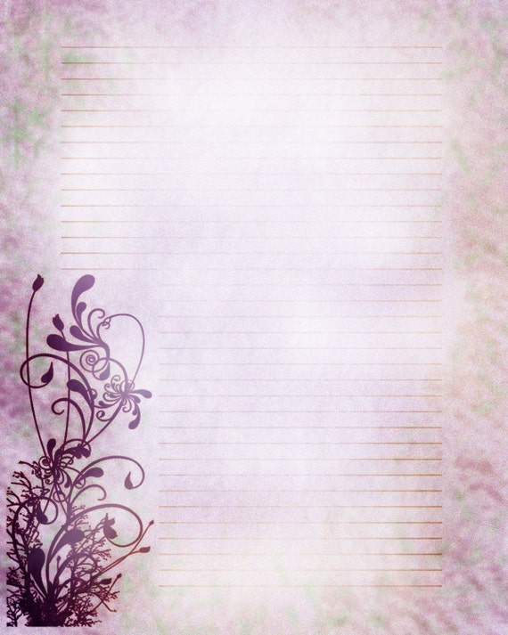 Green Lined Writing Paper Pen and Ink Drawing of Swirls Digital