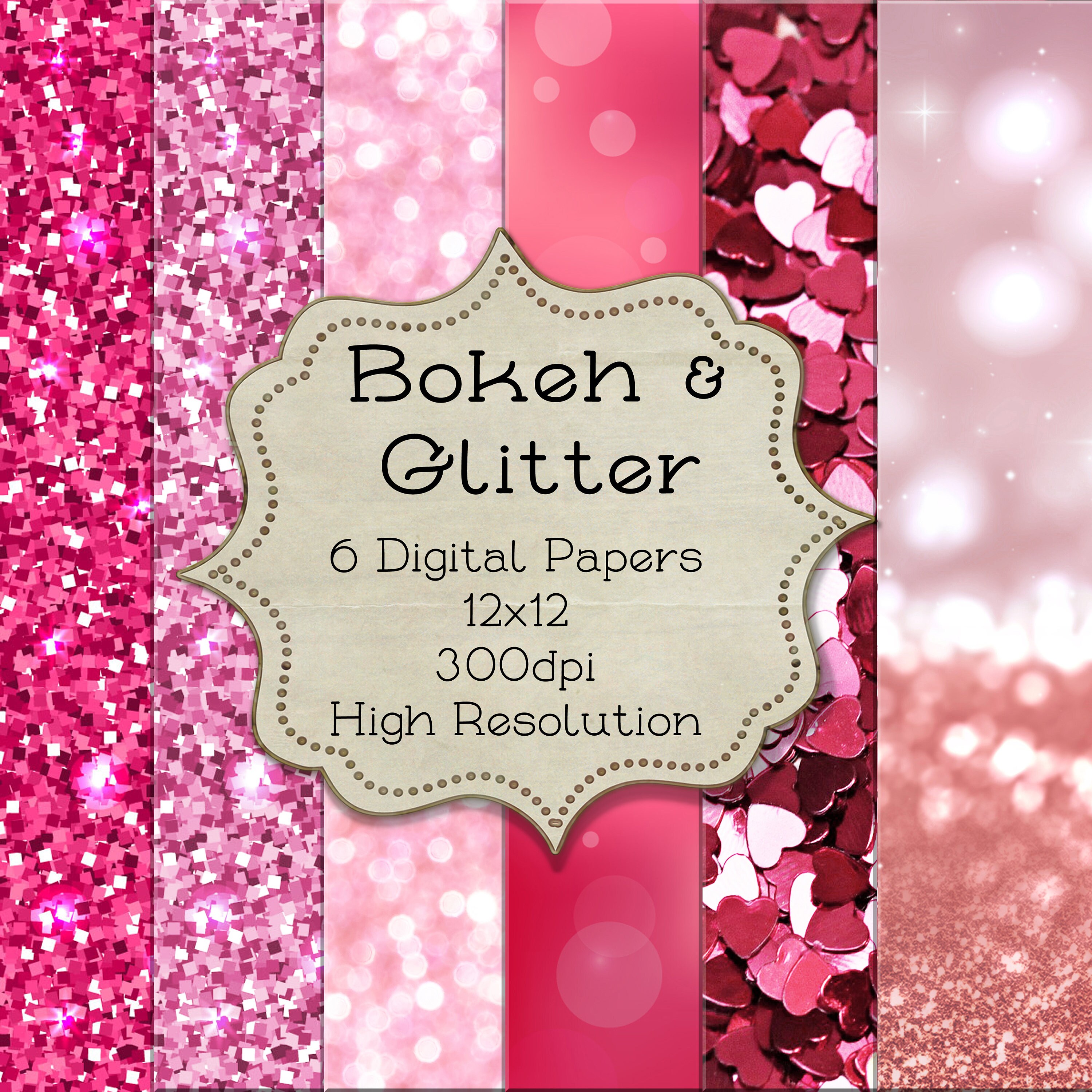 12x12 Printable Bokeh Glitter Scrapbook Papers Textures Etsy