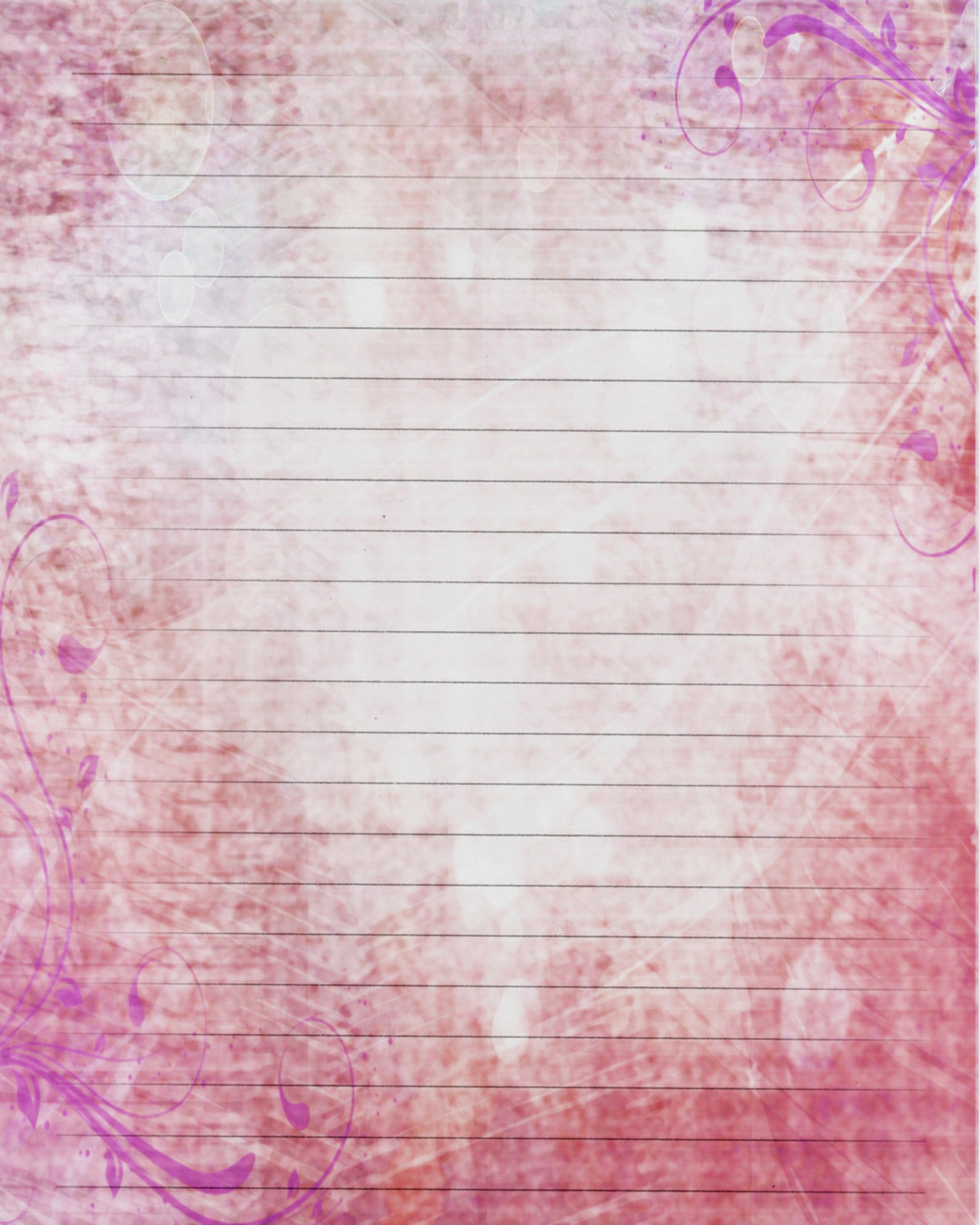 Printable Journal Page Pink Lined Stationery 8 X 10 JPG Etsy