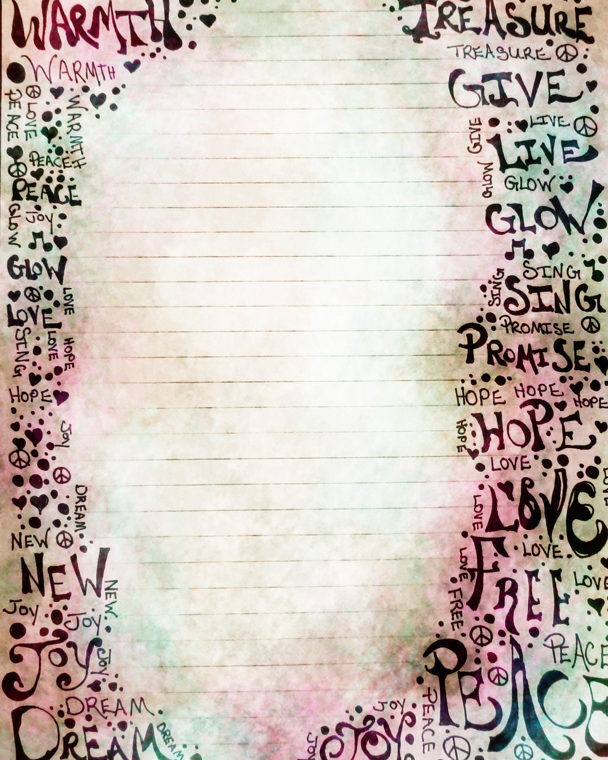 Printable Journal Page, Word Art, Pen and Ink, Drawing, Instant