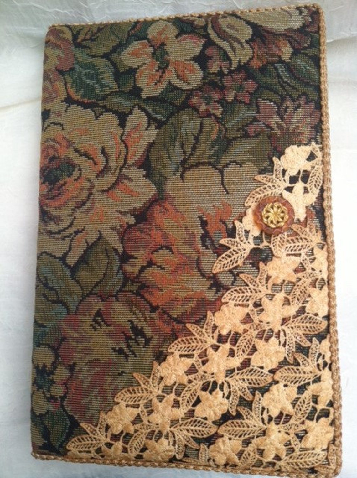 UNIQUE Tapestry PHOTO ALBUM Oneofakind With Antique Button Etsy