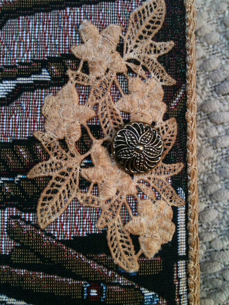 UNIQUE Tapestry PHOTO ALBUM Oneofakind With Antique Button Etsy