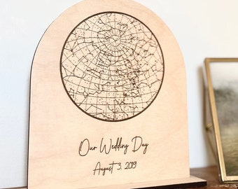 Custom Wood Star Map, Personalized Anniversary Gift