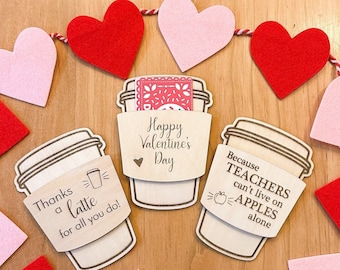 Valentines Day Gift Card Holder for Teacher Bus Driver, Valentine Gift Card Holder, Coffee Cup Teacher Appreciation Gift Card Holder