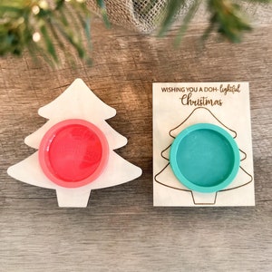 Set of 2 Christmas Party Favors, PlayDoh Class Favor Cards, Christmas Tree Playdoh Favor Card, Christmas Holiday Classroom Classmate Gift