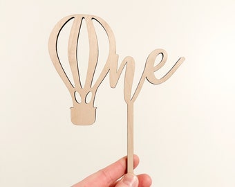 Hot Air Balloon Wood Cake Topper for First Birthday  - Wood Neutral Decor - Simple 1st Birthday - Babys First Birthday One Party Decorations