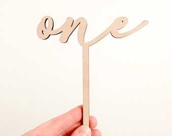 Wood Cake Topper for First Birthday, Wood Neutral Minimalist Decoration, Simple 1st Birthday, Babys First Birthday One Party Decorations