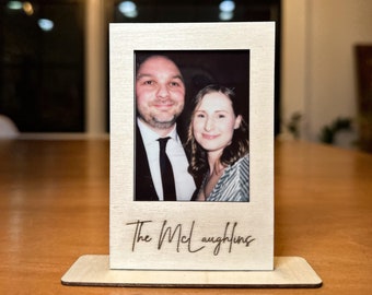 Personalized Wooden Photo Frame Stand, Instant Camera Picture Frame