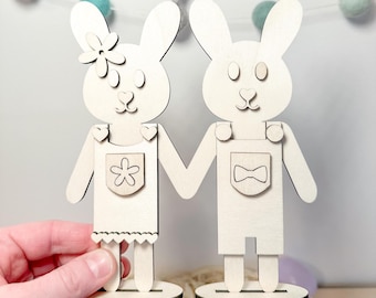 Easter Bunny Paint Kit Set, Easter DIY Wooden Craft Painting Kits for Kids, Easter Basket Stuffer Gifts for Kids, Kids Craft Kit