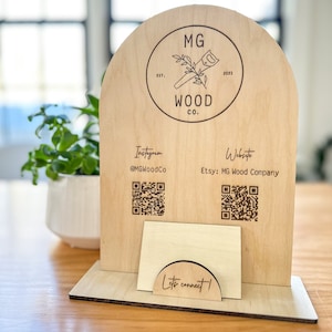 Benutzerdefinierte Visitenkarten-Marktanzeige, personalisiertes QR-Code-Zeichen, benutzerdefinierter personalisierter Geschäftsständer, Mini-Business-Signage, Bogenkartenhalter