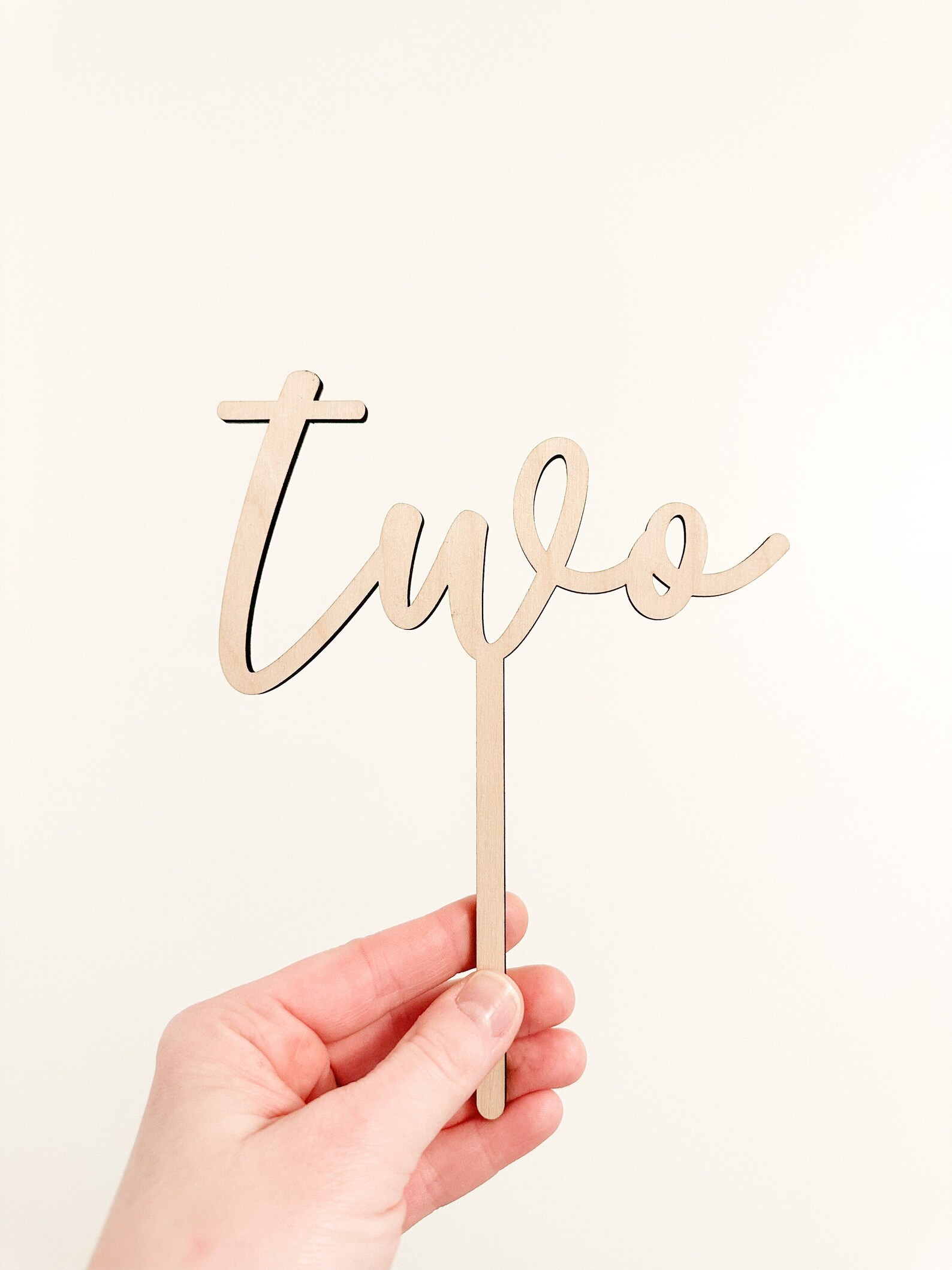 Wood Cake Topper for Second Birthday - Wood Neutral Minimalist ...