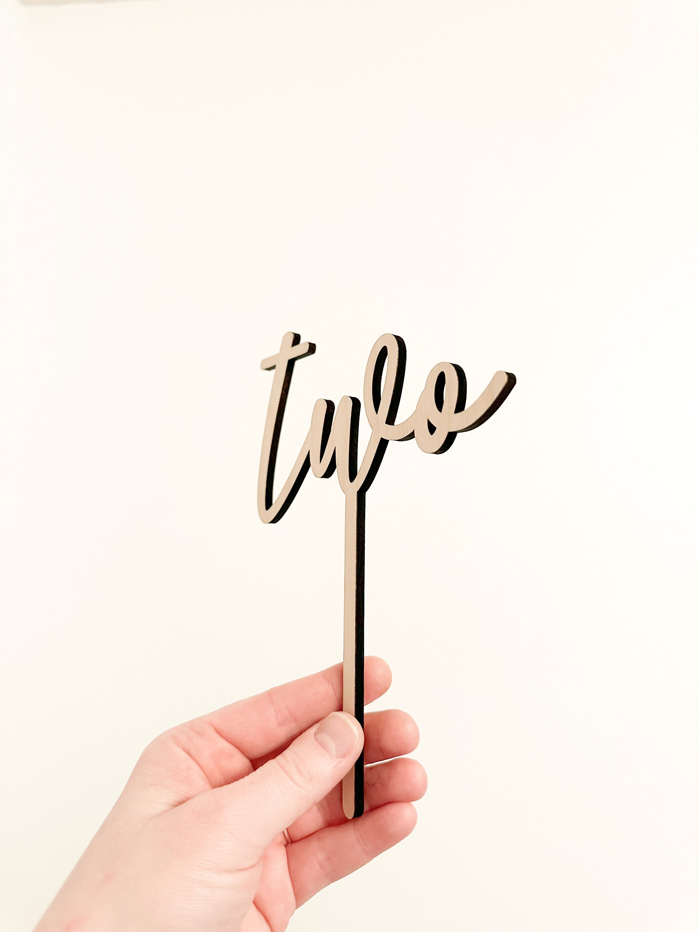 Wood Cake Topper for Second Birthday - Wood Neutral Minimalist ...