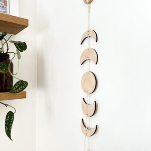 Moon Phases Wall Decor Art, Wooden Moon Phase Wall Hanging, Lunar ...