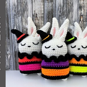 Halloween Hoppy PATTERN - cute bunny rabbit crochet PDF pattern - halloween witch costume bunny amigurumi