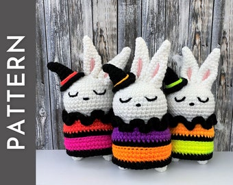 Halloween Hoppy PATTERN - cute bunny rabbit crochet PDF pattern - halloween witch costume bunny amigurumi