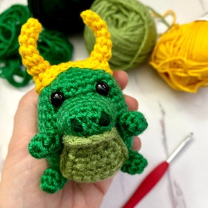 Alligator Bean PATTERN crochet PDF pattern cute alligator or crocodile amigurumi with horns image 3