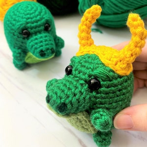 Alligator Bean PATTERN crochet PDF pattern cute alligator or crocodile amigurumi with horns image 7