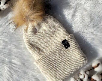 Knit Cream and Gold Sparkle Beanie Ready to Ship Today