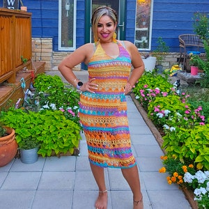Crochet Sheer Maxi Halter Dress Ready to Ship