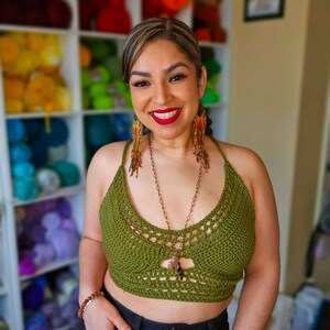 Olive Crochet Halter Top Ready to Ship Today
