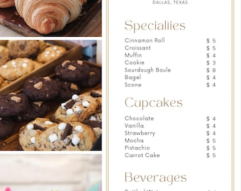 Photo Bakery Menu