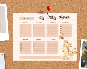 Cute Animal Daily Chore Chart
