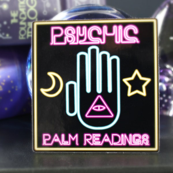 Psychic Palm Readings - Neon Sign Sticker, Vapor Wave, New Age, Witch