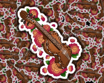 Sticker classe Barde, Donjons et Dragons - Violon, Violon, Hardingfele, Roses