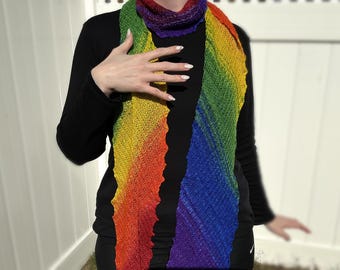 Foulard prisme arc-en-ciel - fait main, côtelé