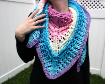 Crêtes pastel et châle en dentelle - Tricot, Foulard, Wrap, Baby Pink, Violet, Baby Blue